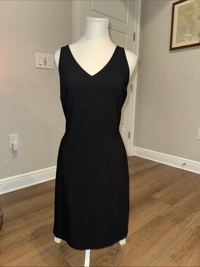 Ann Taylor Black V-Neck Sleeveless Midi Dress